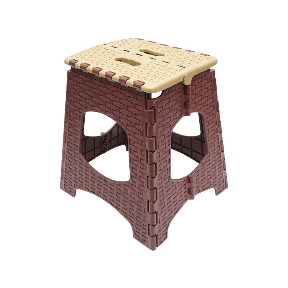 Scaun pliabil din plastic, crem - maro, 295 x 330 x H360 mm