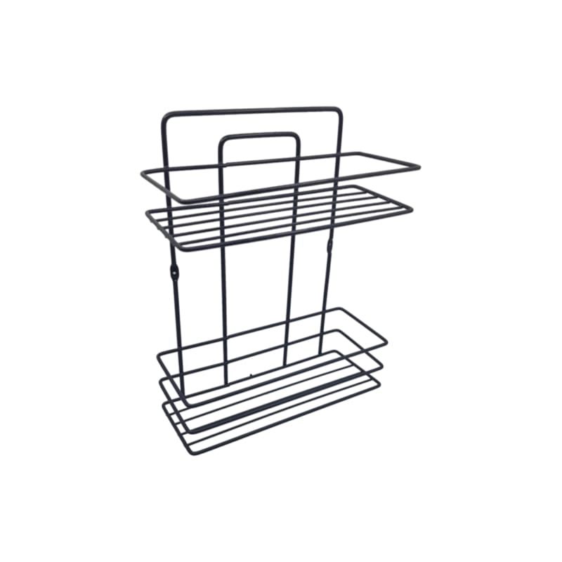 Etajera pentru baie, din metal, doua rafturi dreptunghiulare, negru mat, SB005B, 270 x 110 mm