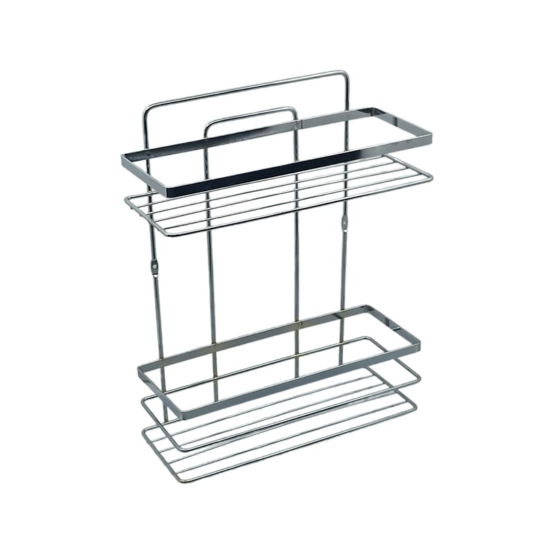 Etajera pentru baie, din metal, doua rafturi dreptunghiulare cu rama, crom lucios, SB008C, 270 x 110 mm