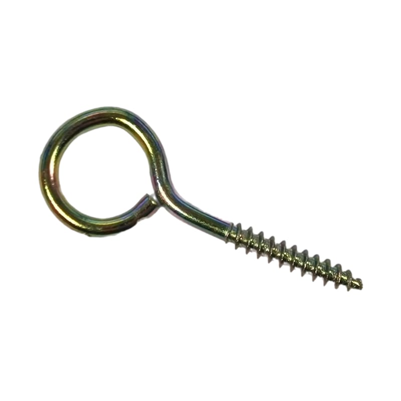 Set 100 carlige cu filet pentru lemn, metal, galben, ER109-1 DOK107, inel Ø exterior 25 mm, lungime totala 63 mm