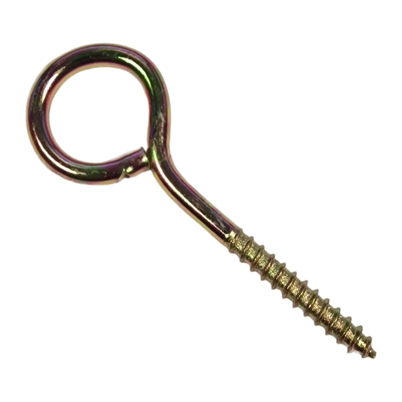 Set 100 carlige cu filet pentru lemn, metal, galben, ER121 KOD111, inel Ø exterior 35 mm, lungime totala 103 mm