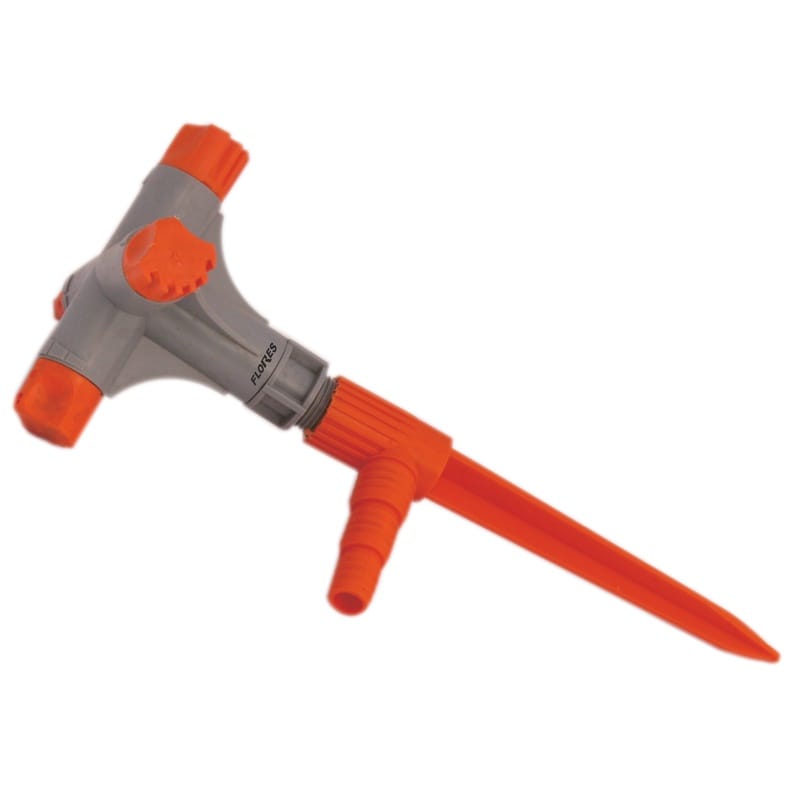 Aspersor rotativ automatic cu 4 brate, 8 duze pulverizare, 360 grade, gri - portocaliu