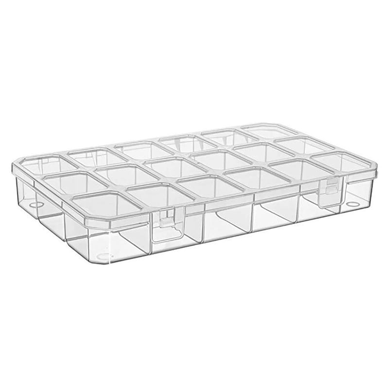 Cutie organizator suruburi, cu 18 locuri, ASR-5075, transparent, 295 x 185 x 40 mm