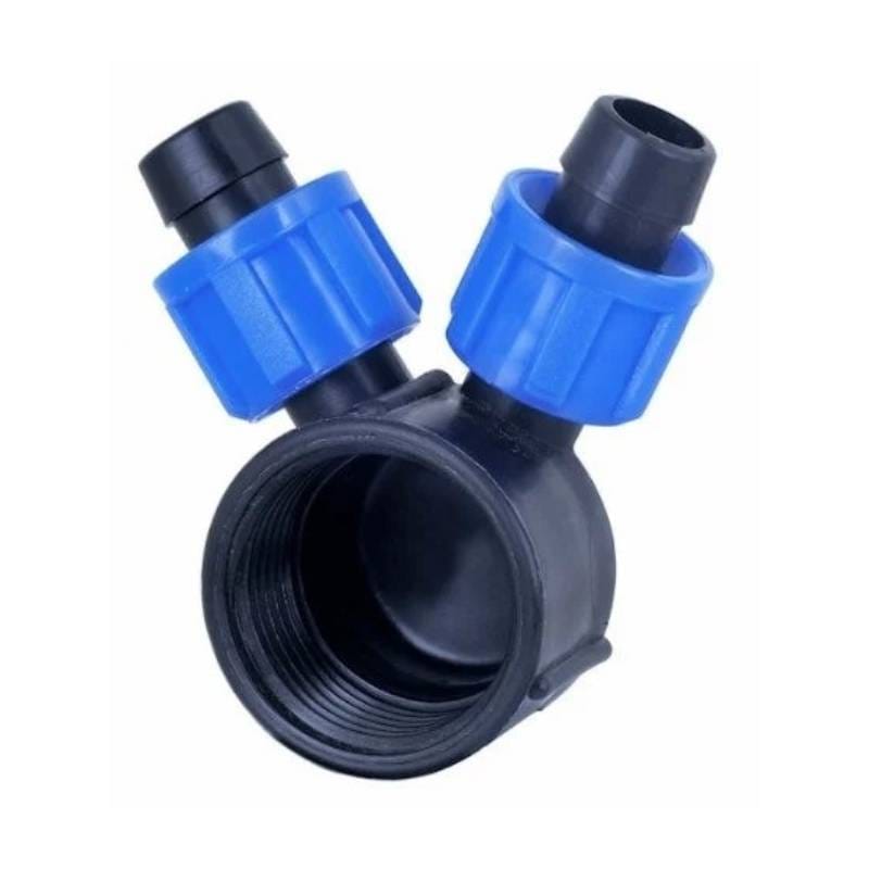 Imbinare pentru teava picurare cu piulite, 2 cai de 16 mm x 1"