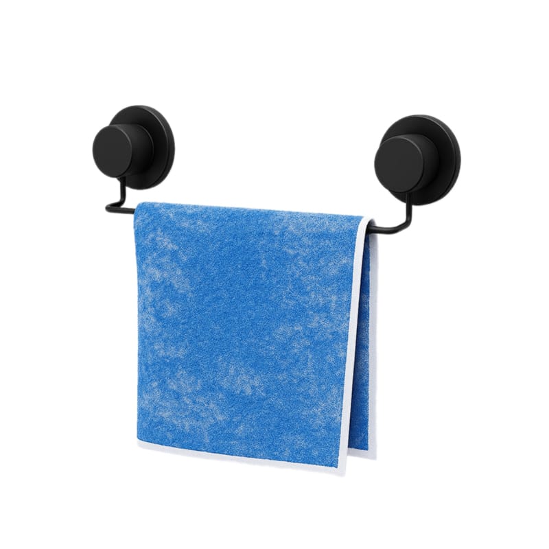 Suport din metal pentru prosop, prindere mecanica sau cu ventuza, negru mat, SV447, 390 mm