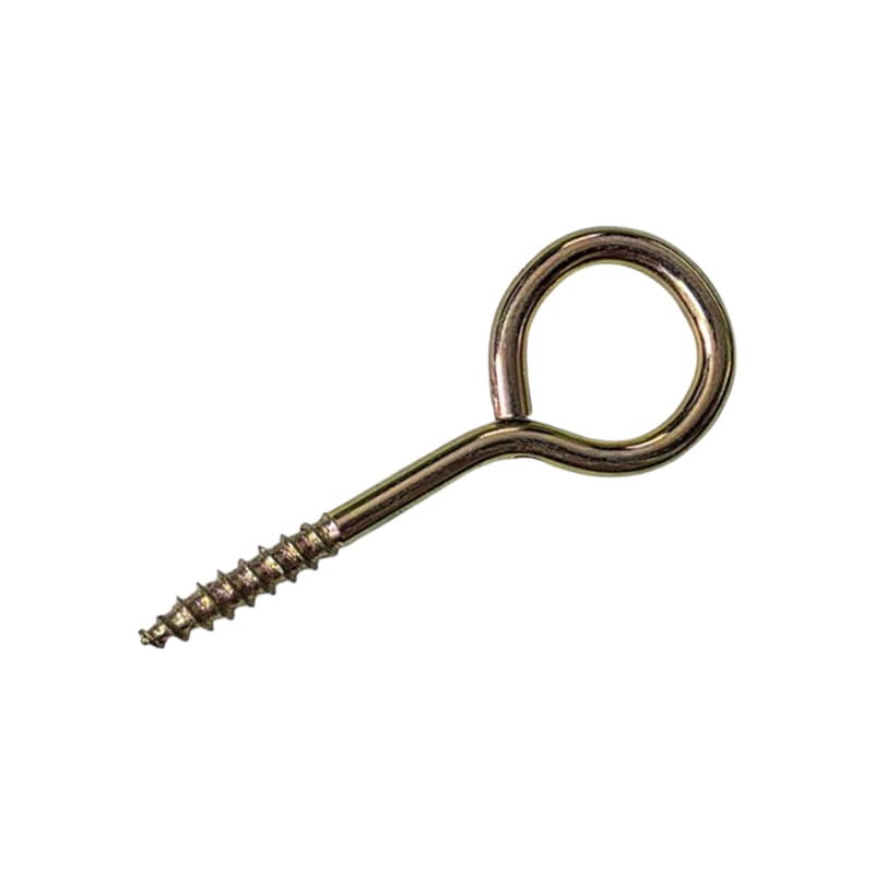 Set 100 Carlige cu filet pentru lemn, metal, galben, inel Ø exterior 27 mm, lungime totala 72 mm