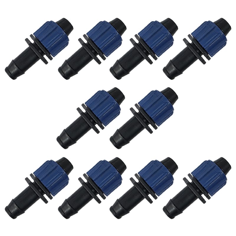 Set 10 x Conector din plastic redus cu piulita pentru teava picurare, Nr-7465, 16 x 17 mm