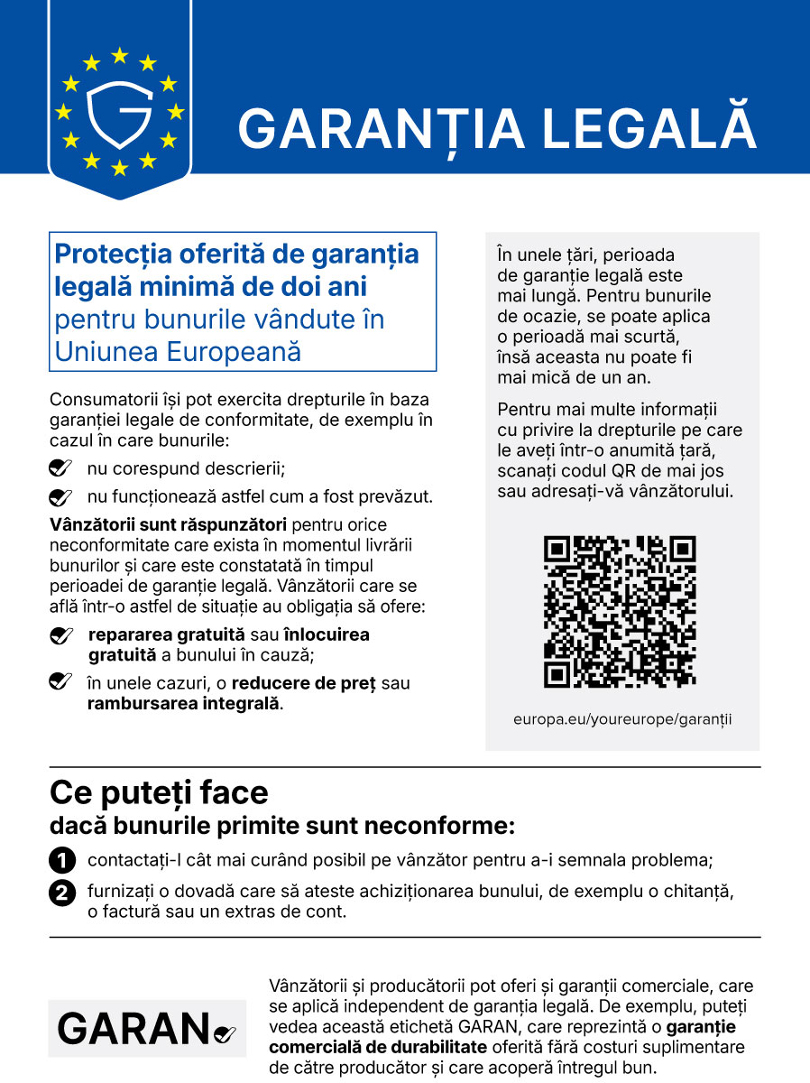 Garanție legală de conformitate 2 ani — notificare UE armonizată